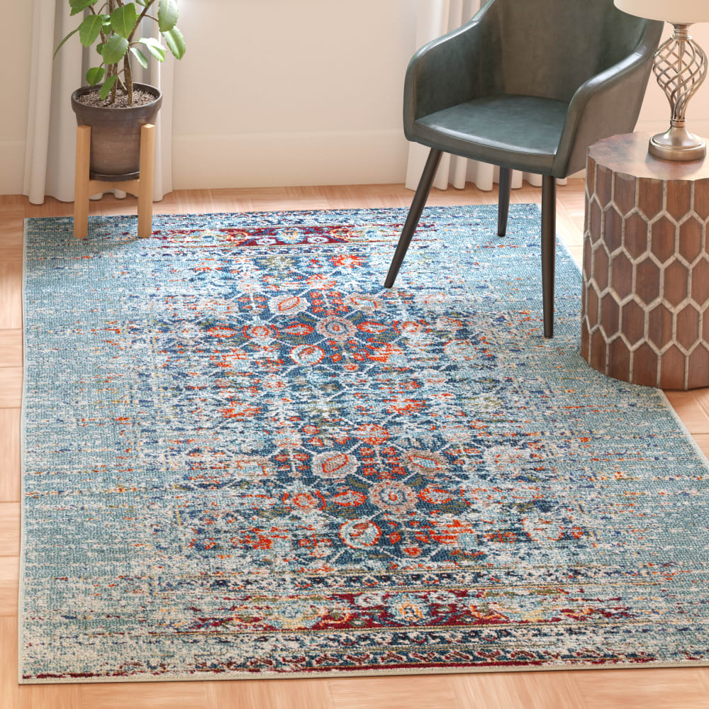 Boho Chic Polypropylen-Teppich in Blau/Mehrfarbig, 155 x 231 cm -