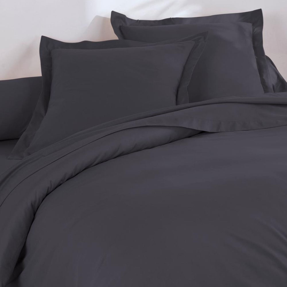 Drap-housse en coton gris souris 140x200x28cm