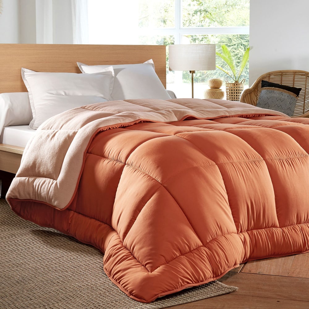 Couette très chaude en polyester orange cuivré 260x240cm