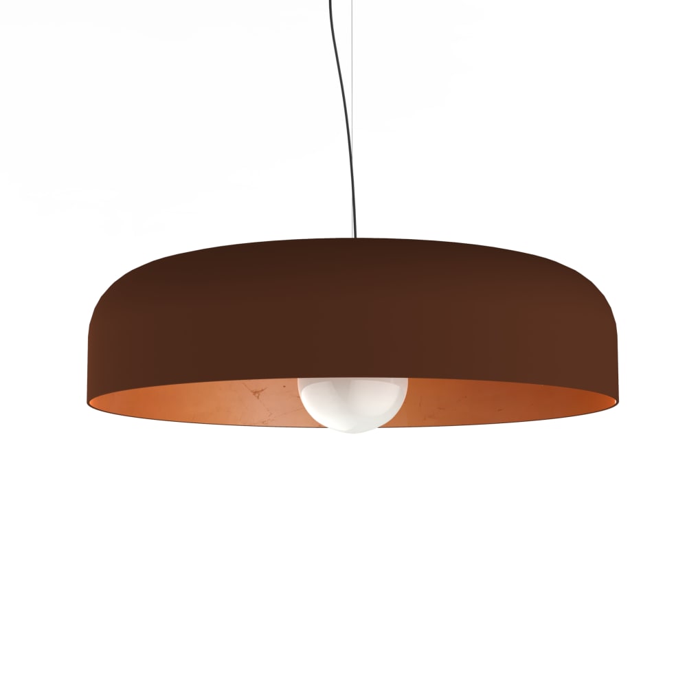 Suspension en métal marron et feuille cuivre interne E27