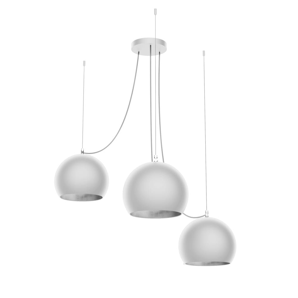 Joe - lampada a sospensione in metallo argento bianco e27 - Modello Contemporaneo - Metallo