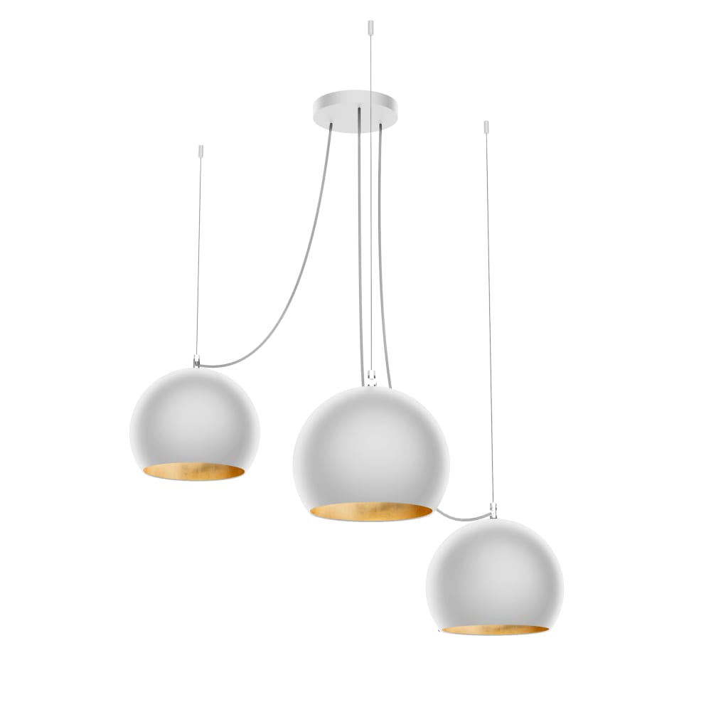 Joe - lampada a sospensione in metallo oro bianco e27 - Modello Contemporaneo - Metallo