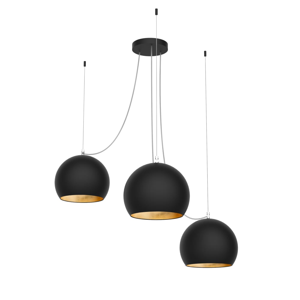 Joe - lampada a sospensione in metallo oro nero e27 - Modello Contemporaneo - Metallo