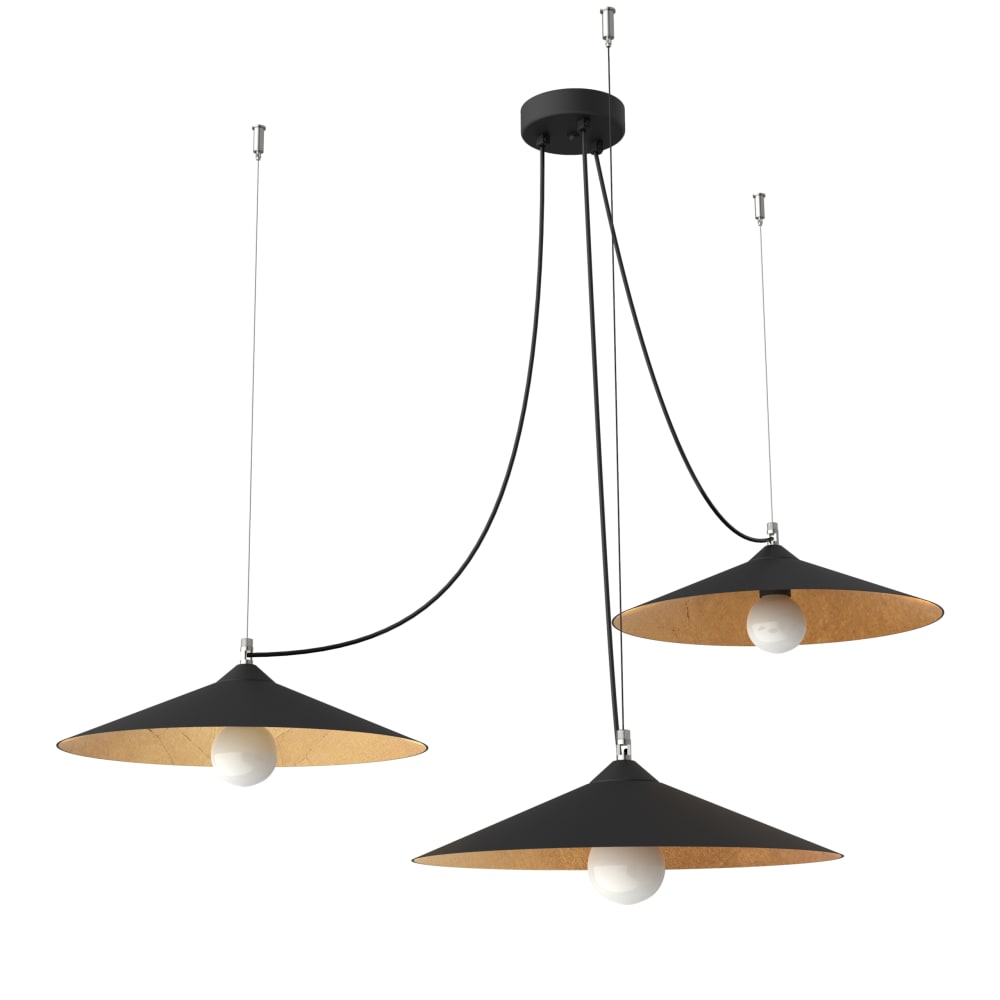 Colombo sosp x3 foglia - lampe à suspension en métal doré nero e27 — vue 4