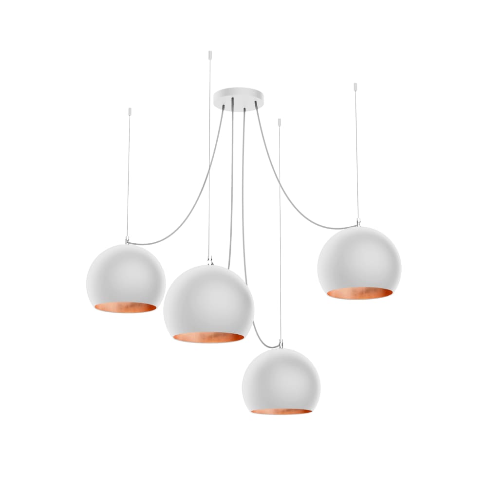 Joe - lampada a sospensione in metallo rame bianco e27 - Modello Contemporaneo - Metallo