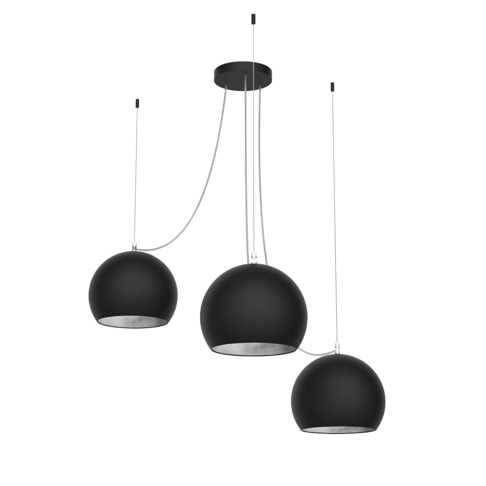 Joe - lampe à suspension en métal argenté nero e27
