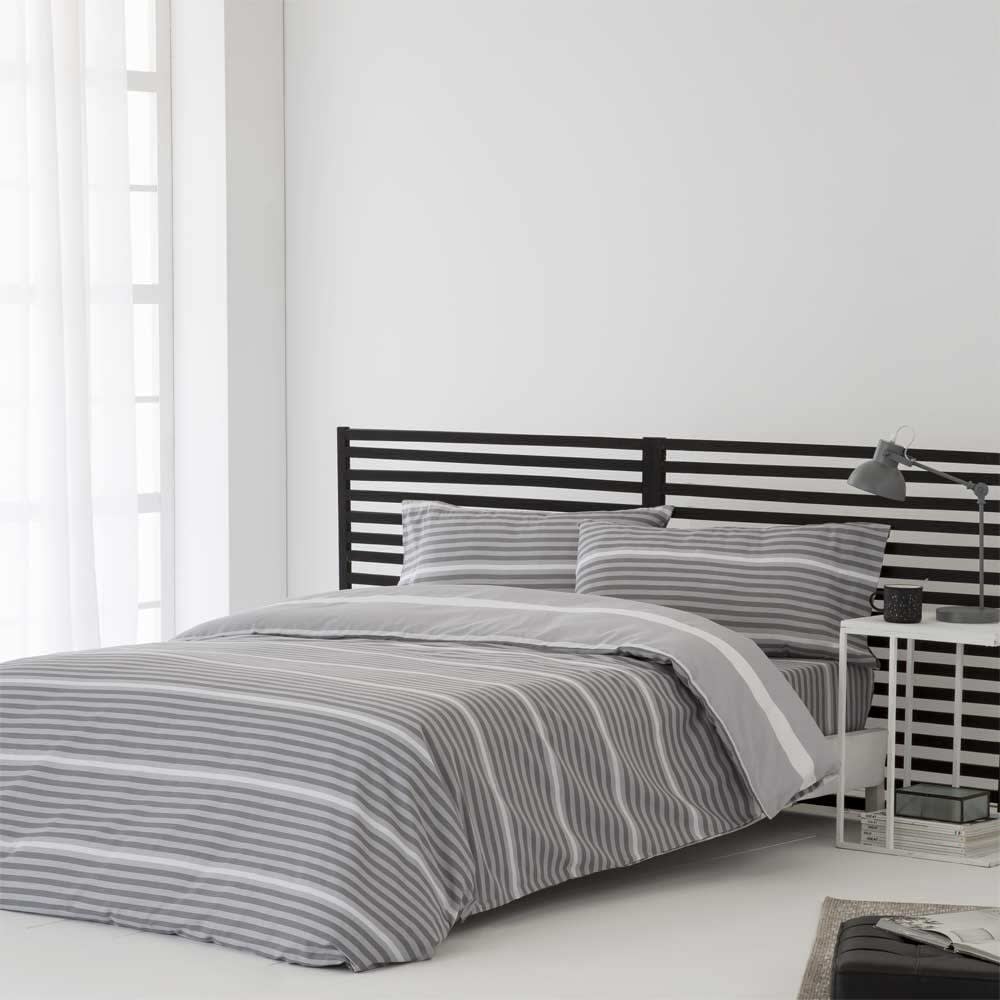 Funda Nordica algodón poliéster gris 240 X 220 Cama de 150 - Maisons du Monde