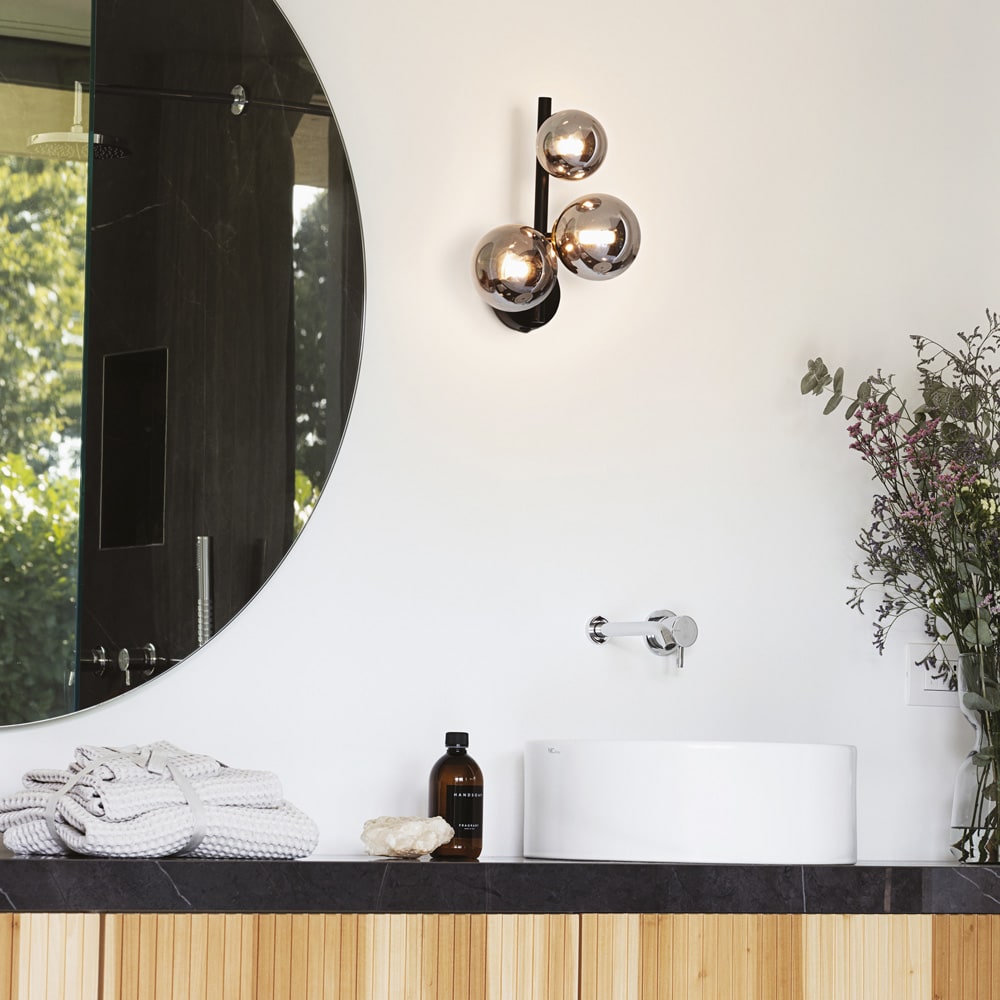 Applique Contemporanea Perlage Metallo Nero 3 Luci G9 3W 3000K -