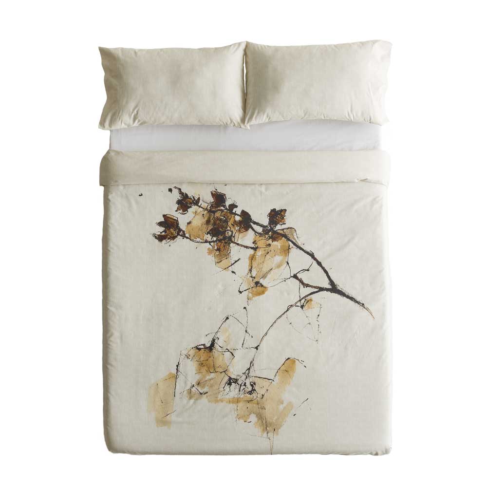 Funda nórdica percal algodon 200 hilos beige 260x240 cama 180 - Maisons du Monde