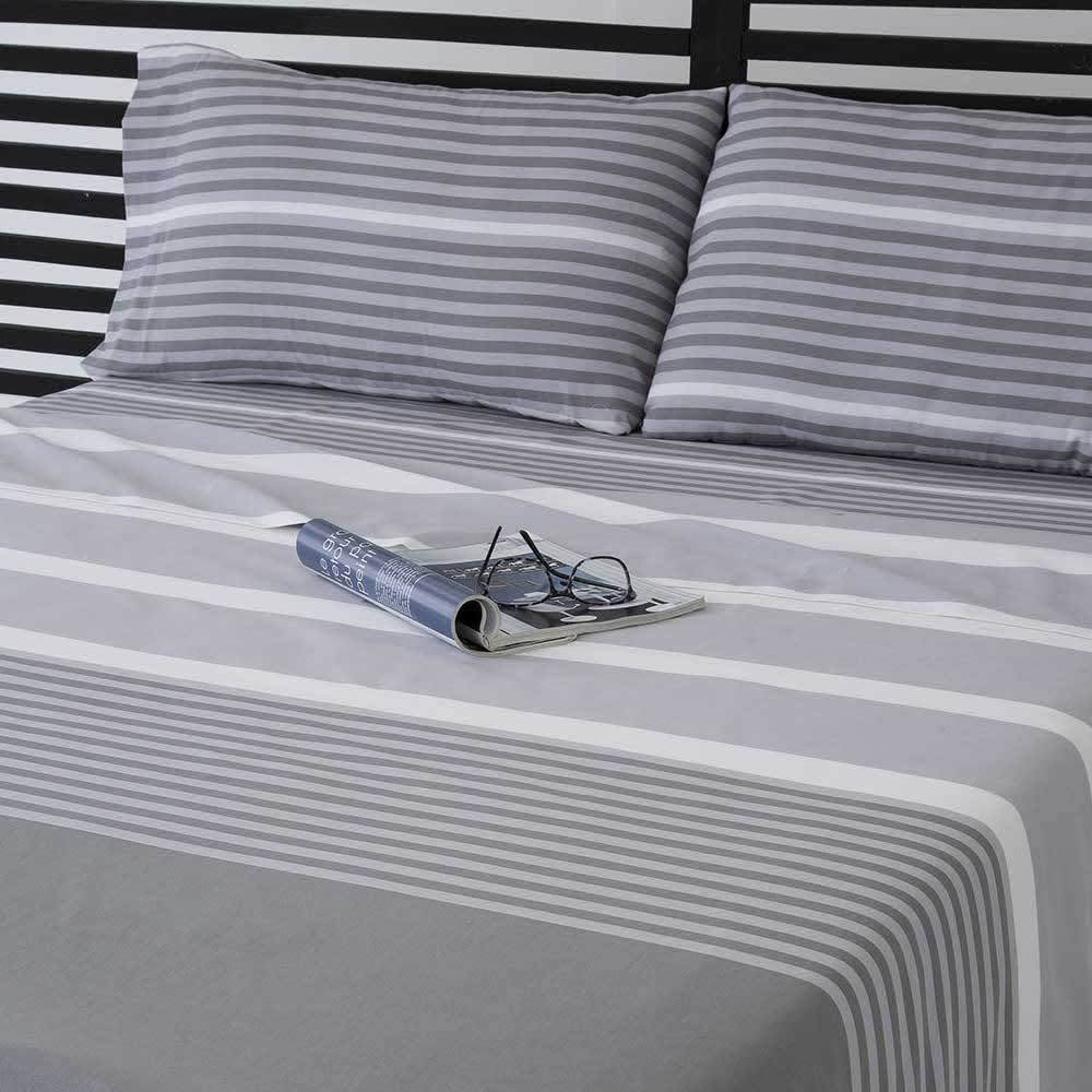 Juego de sábanas poliéster algodón gris 240x260 Cama 150 - Maisons du Monde