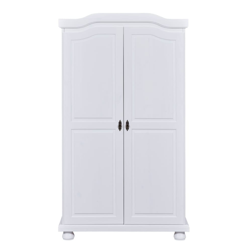 Armoire 2 portes en bois massif blanc laqué