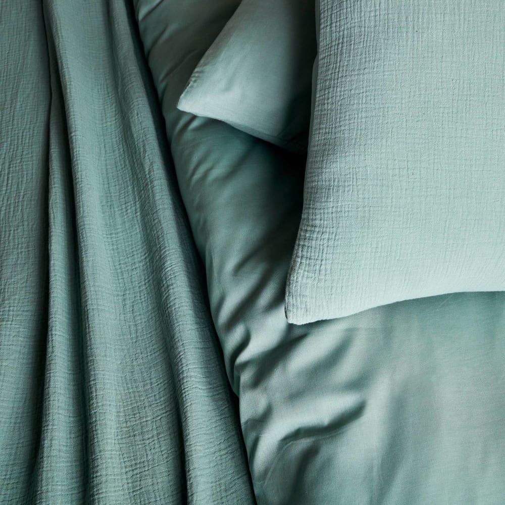 Parure de lit gaze de coton vert amande 260x240cm — vue 4