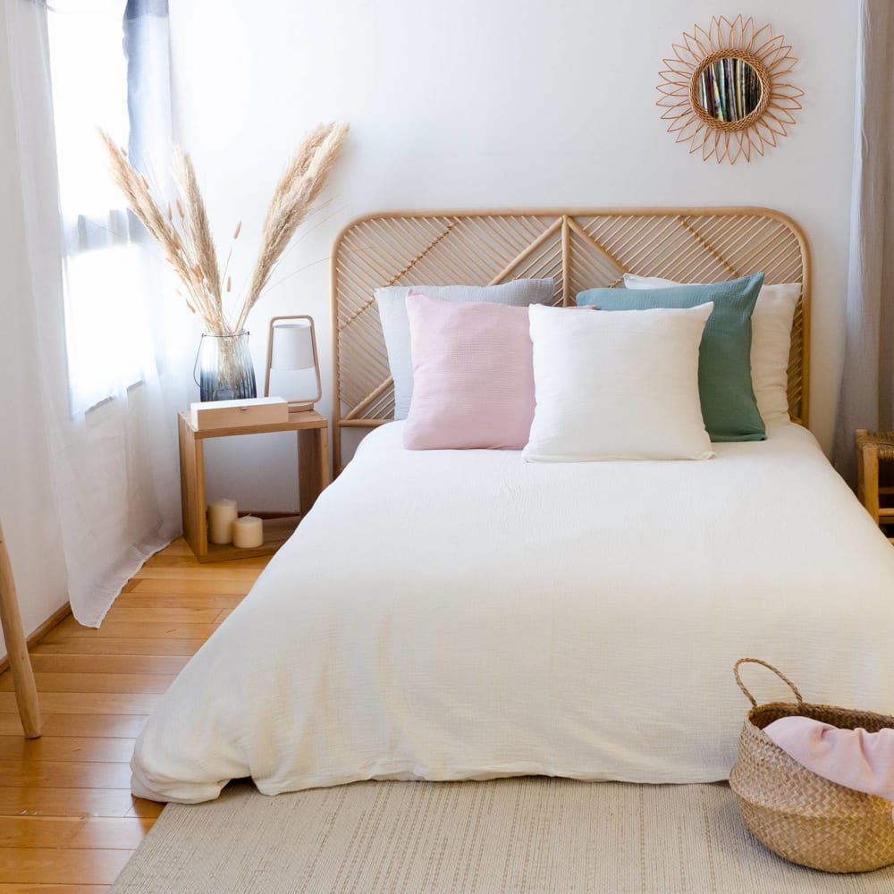 Parure de lit en gaze de coton blanc 140cm sur 200cm