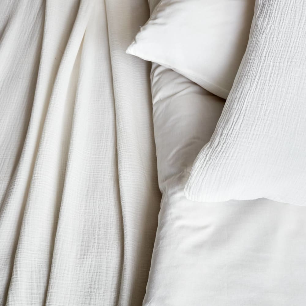 Parure de lit en gaze de coton blanc 140cm sur 200cm — vue 3