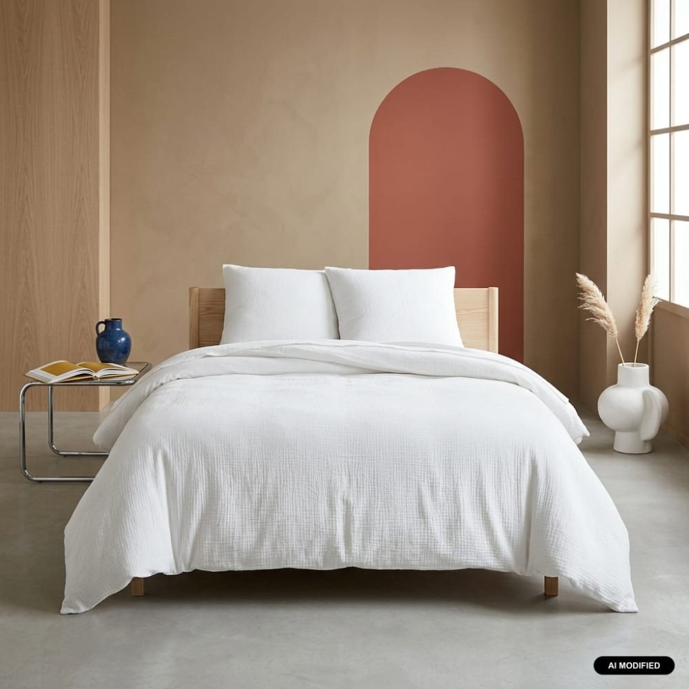 sweeek Bettwäschegarnitur aus weißer Baumwoll-Gaze 260 x 240 cm Baumwolle Junge