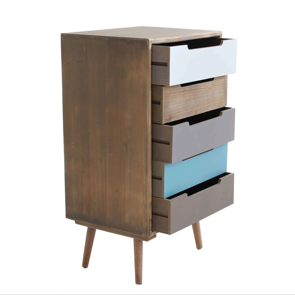 Mobiletto 5 cassetti in legno multicolor 45,5x36,5x83,5 - Modello Contemporaneo - LEGNO