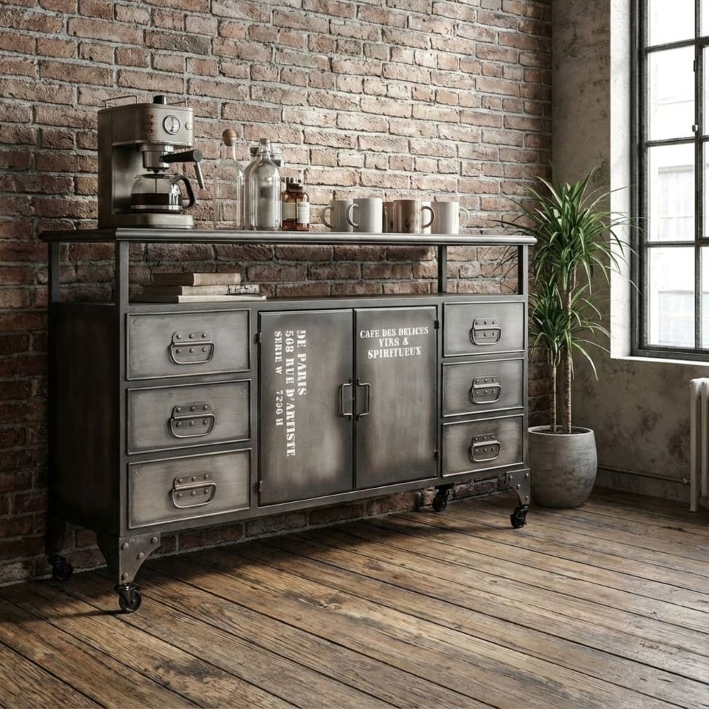 Madia in ferro e acciaio grigio - Milani Home