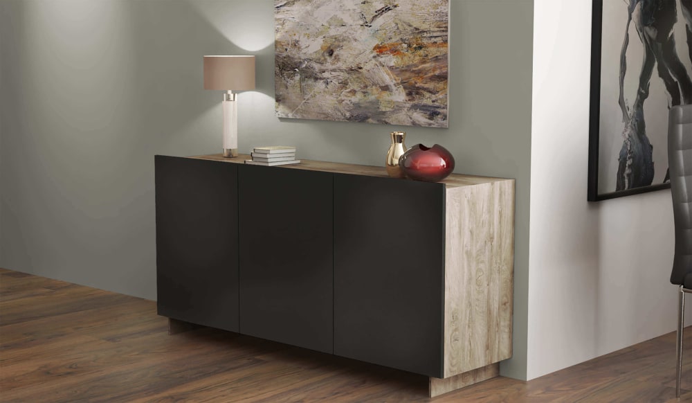 Madia moderna in pannello di particelle nera 150x42x76 h cm -