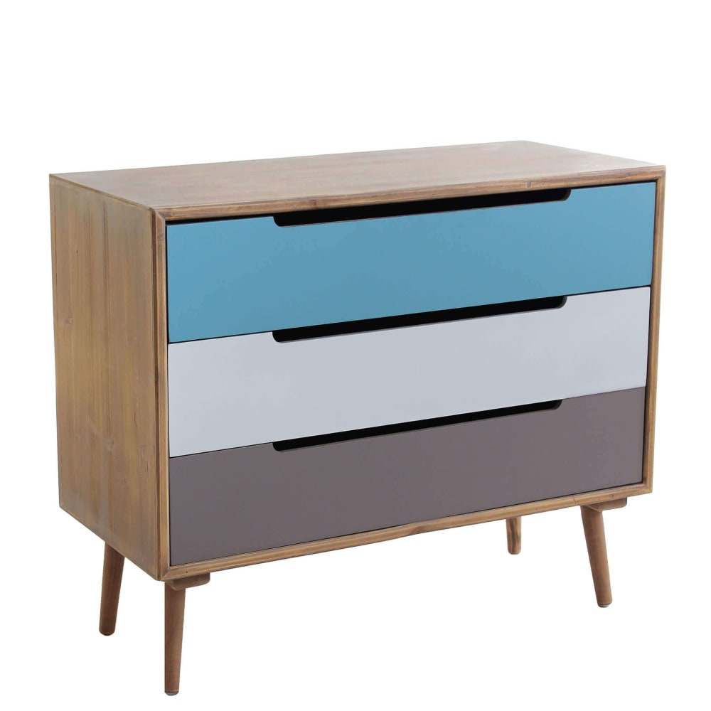 Mobile 3 cassetti in mdf multicolore 80x35,5x66,5 cm - Milani