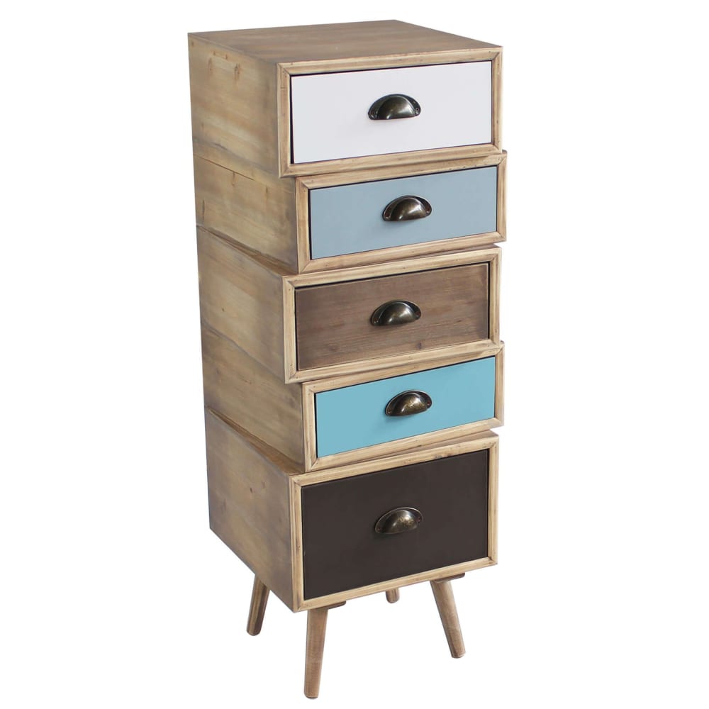 Cassettiera 38,5x38,5x117 in legno marrone - Milani Home