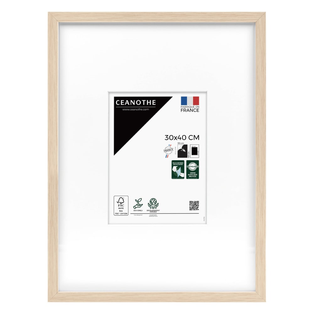 Cadre photo beige brut 30x40 cm avec passe-partout résine recyclée
