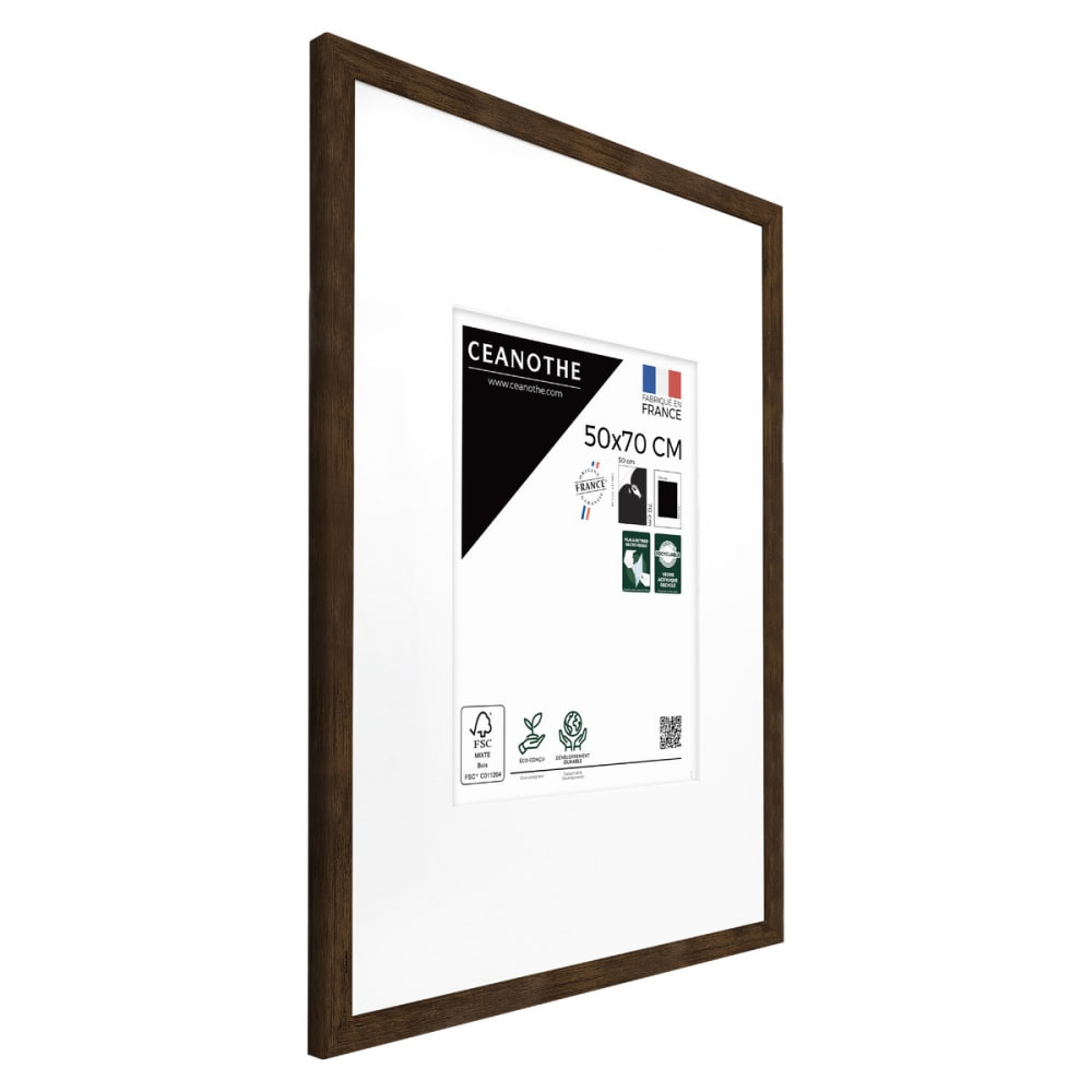 Cadre photo ébène 50x70 cm verre acrylique avec passe-partout résine r — vue 4