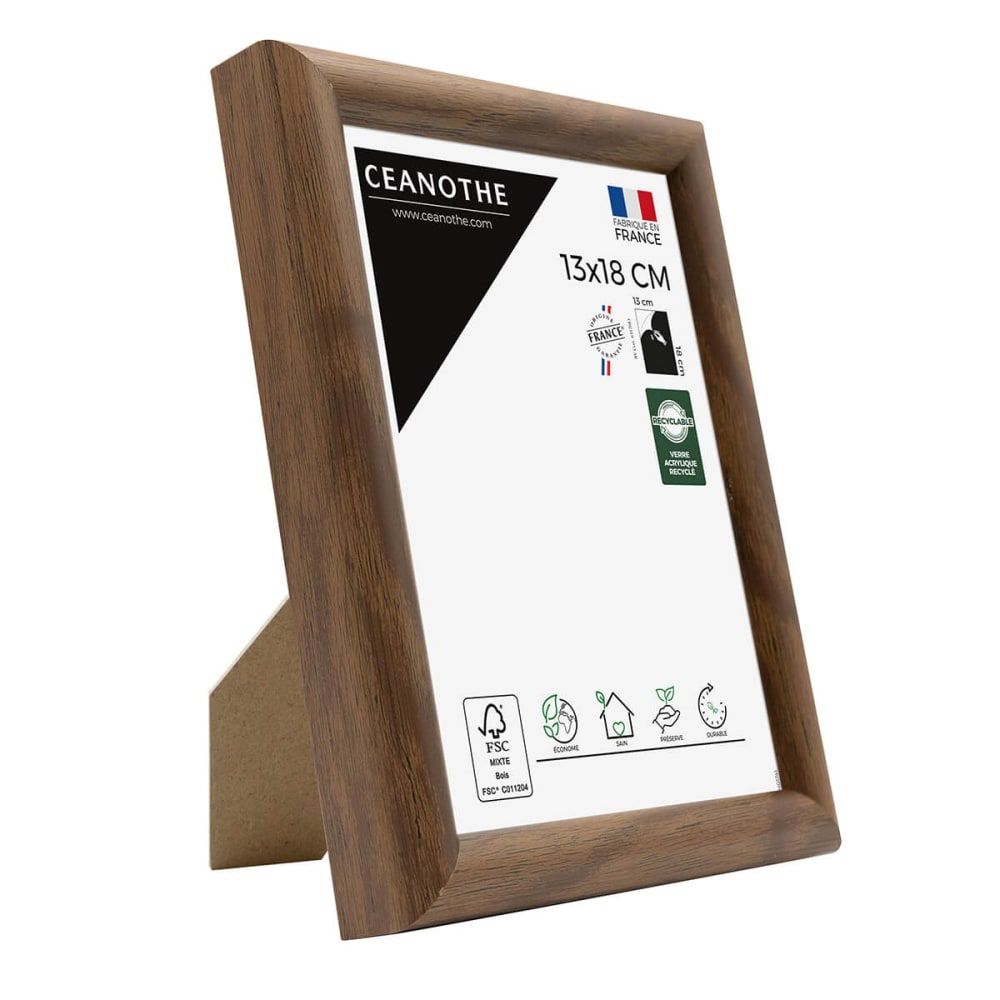 Cadre photo baguette arrondie ébène 13x18 cm résine recyclée — vue 4