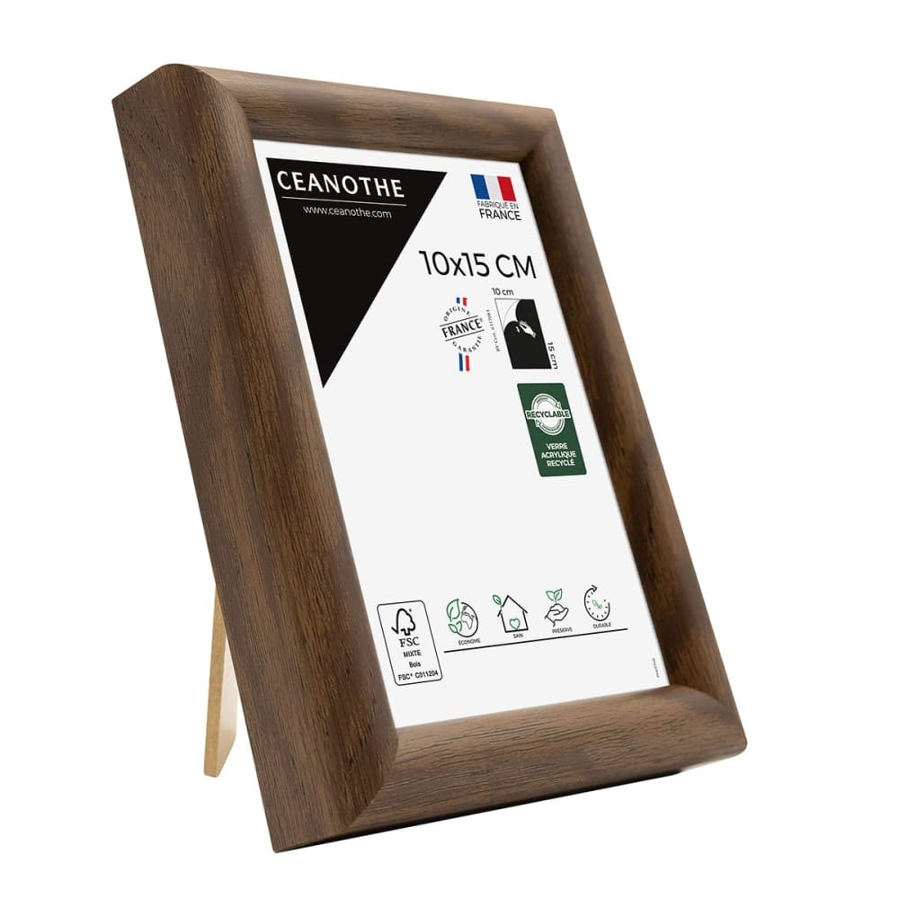 Cadre photo baguette arrondie ébène 10x15 cm résine recyclée — vue 4