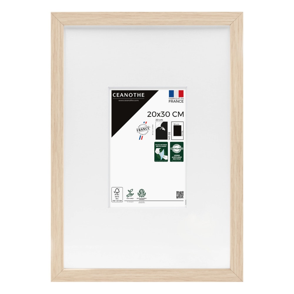 Cadre photo beige brut 20x30/A4 cm avec passe-partout résine recyclée