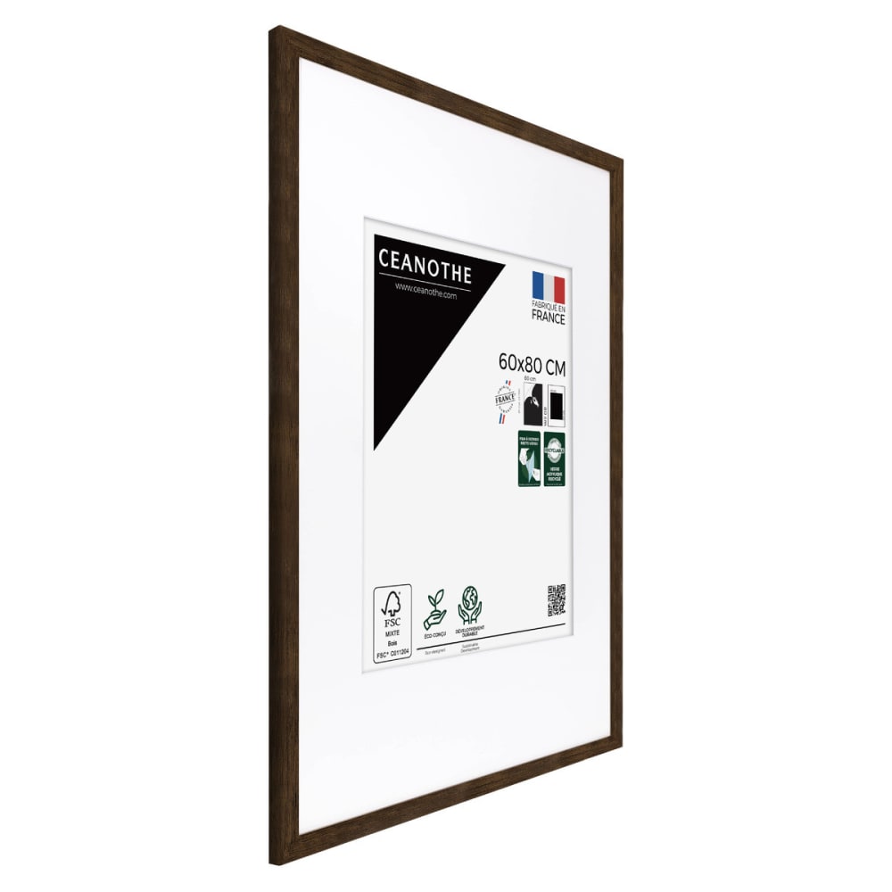 Cadre photo ébène 60x80 cm verre acrylique avec passe-partout résine r — vue 4