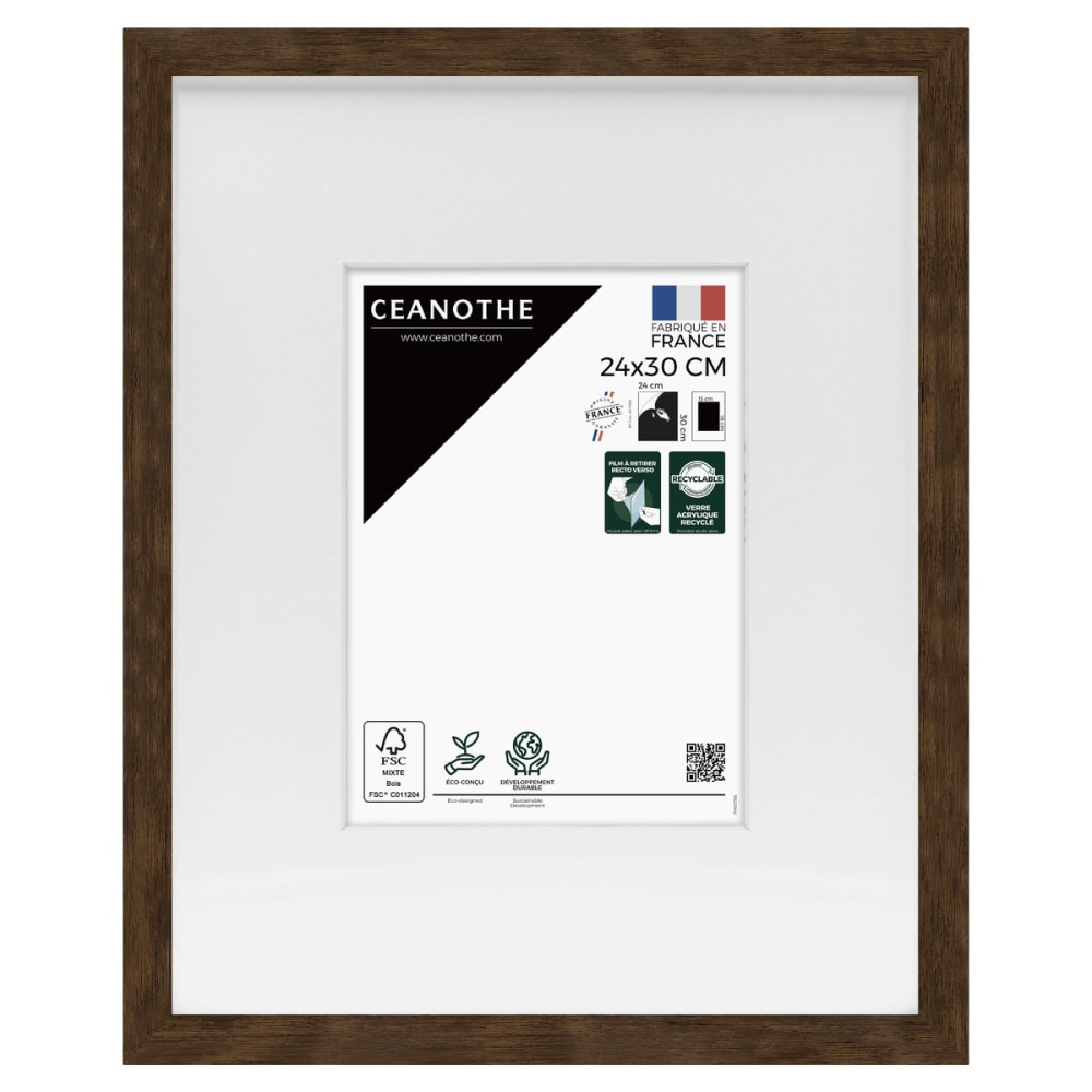 Cadre photo ébène 24x30 cm avec passe-partout résine recyclée