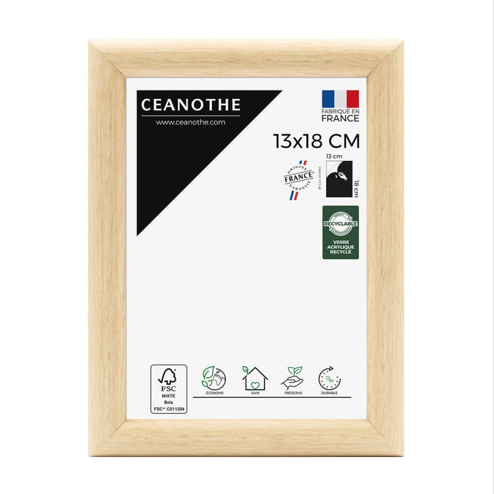 Cadre photo baguette arrondie brut 13x18 cm résine recyclée