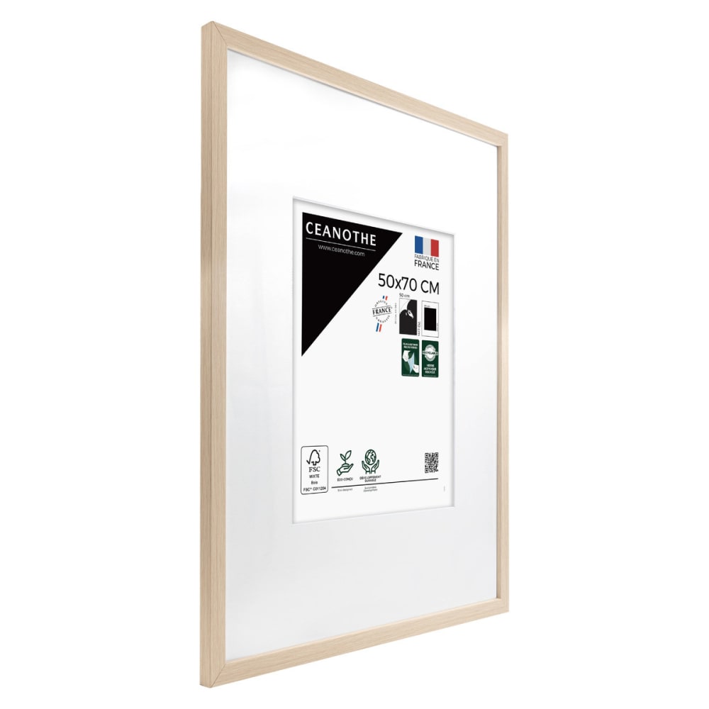 Cadre photo beige brut 50x70 cm verre acrylique avec passe-partout boi — vue 4
