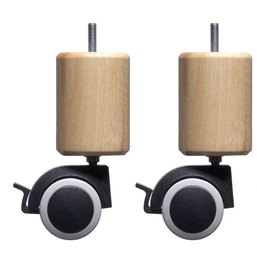4 pieds cylindriques bois naturel beige à roulette 15 cm - Maisons du Monde