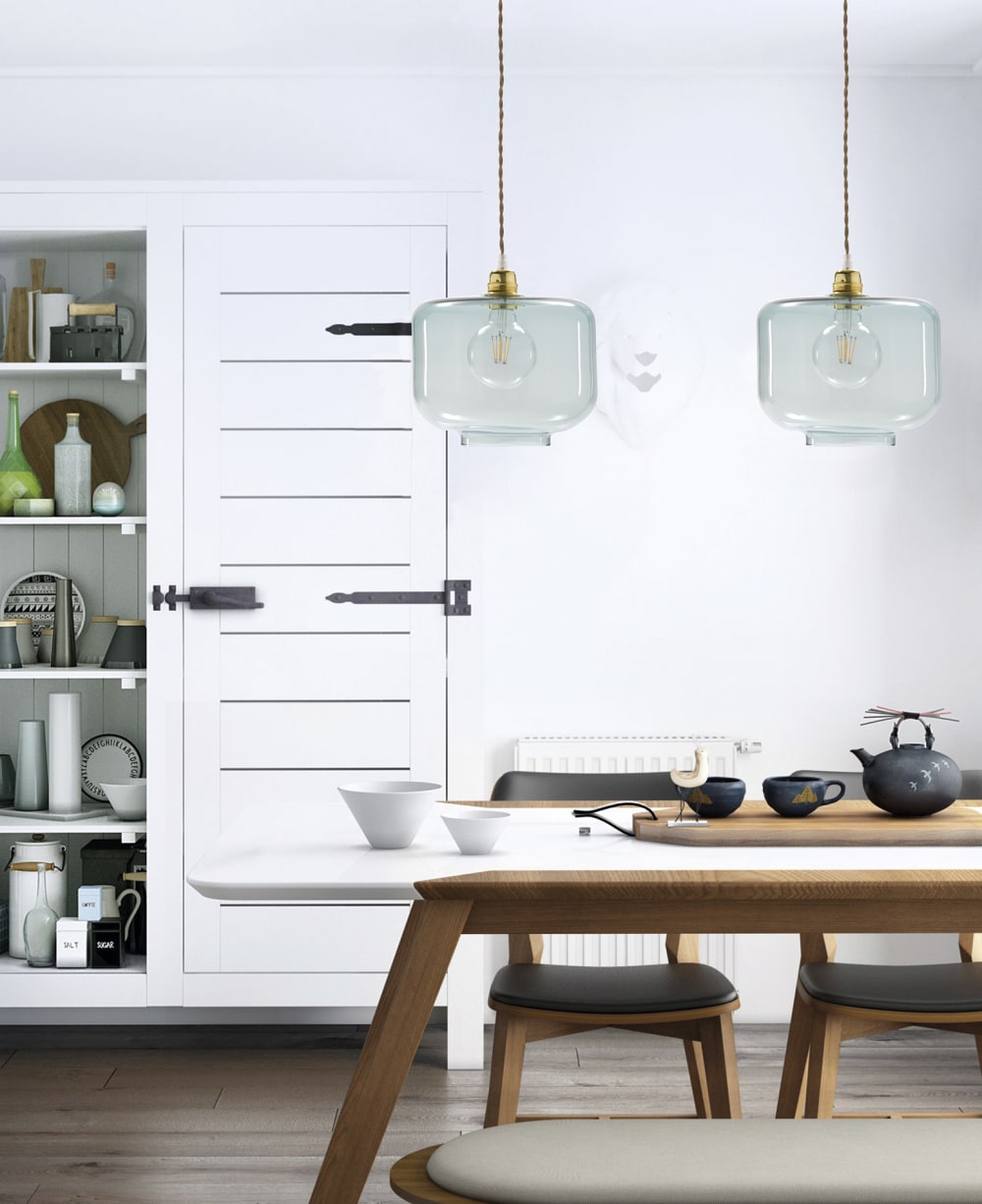 Lámpara de techo WALY agua marina vidrio soplado Ø25 cm E27 - Maisons du Monde