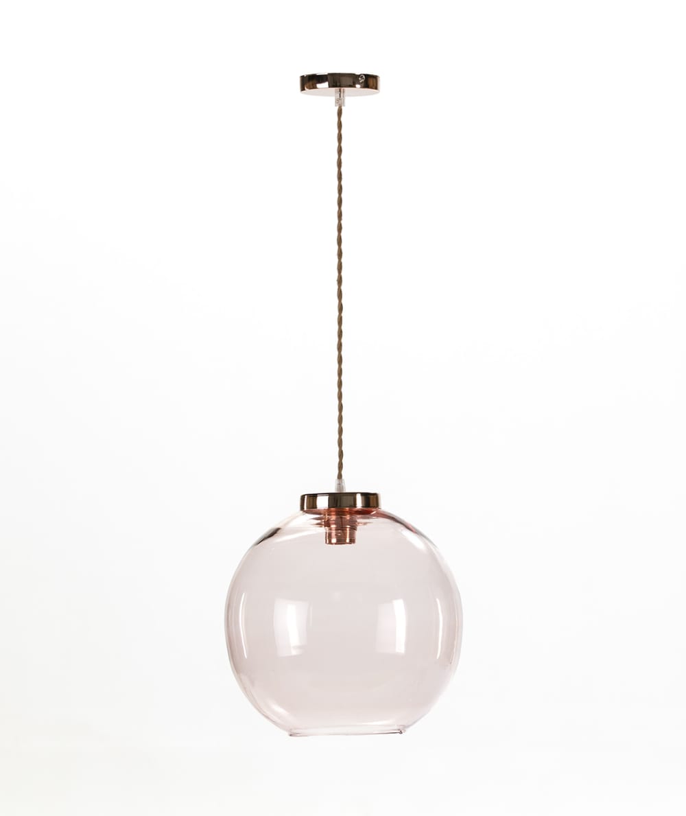 Lámpara de techo Ball rosa de vidrio soplado 30 cm E27