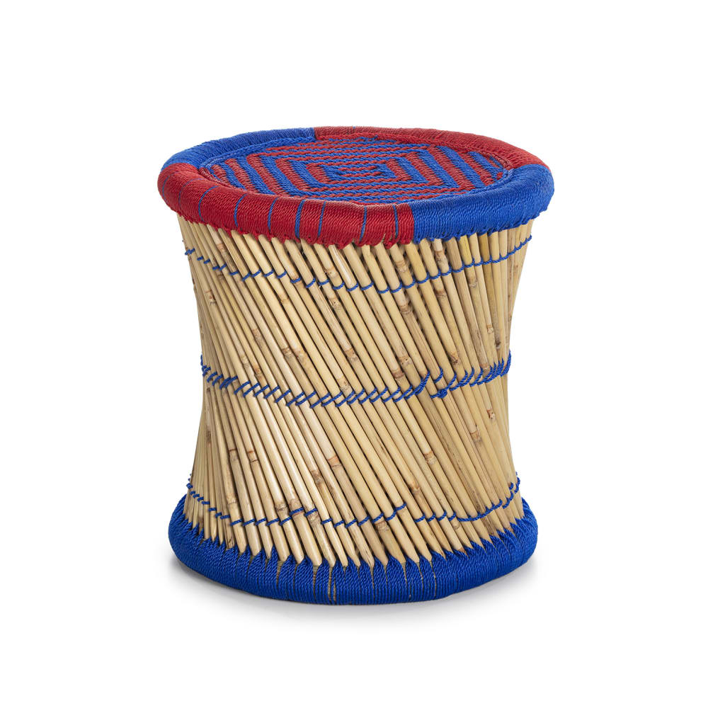 Puf de rattan natural y textil