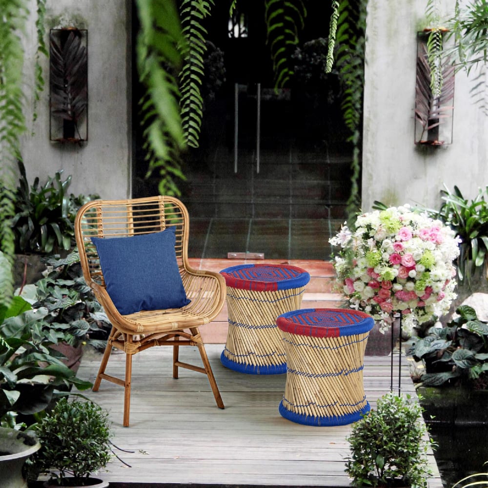 Puf de rattan natural y textil - Maisons du Monde