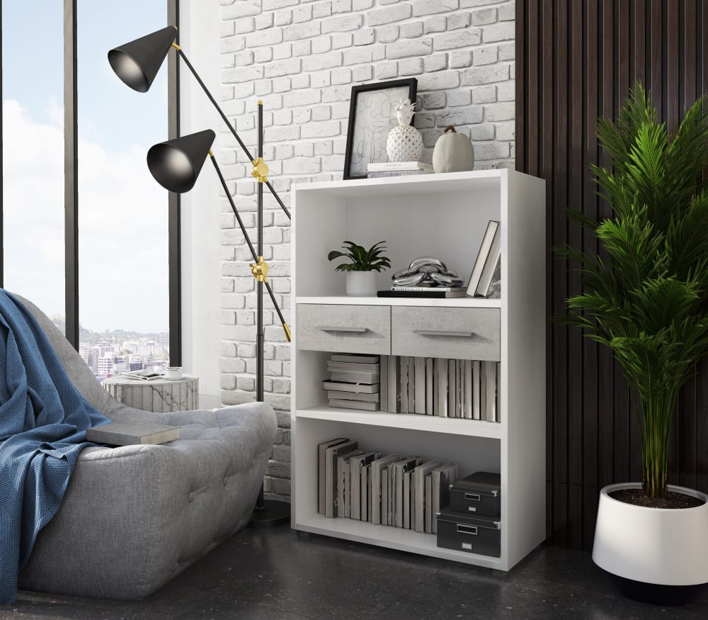 Libreria bassa effetto legno finitura larice cm.