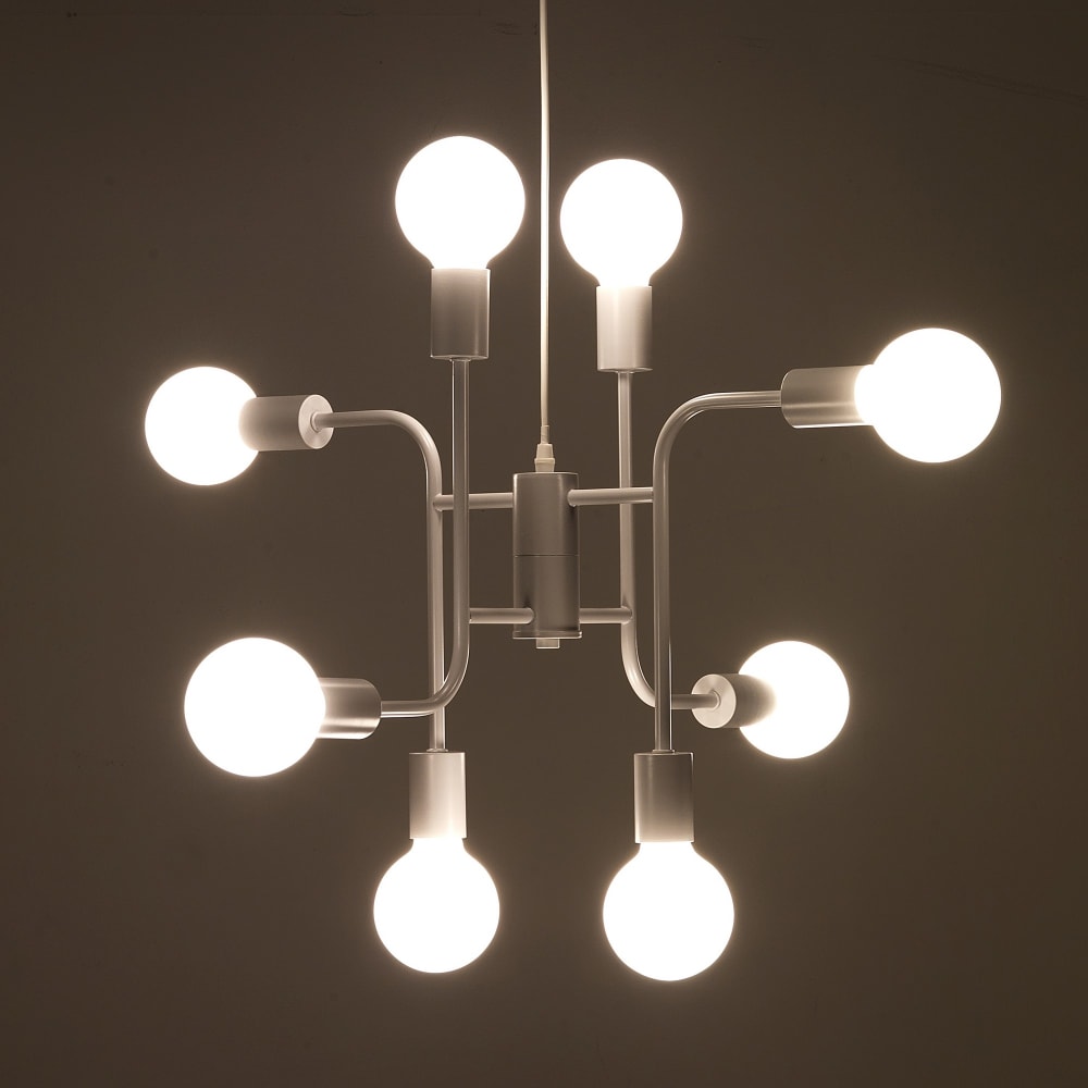 Lampadario in metallo verniciato bianco opaco cm. H.43 x l.59 x