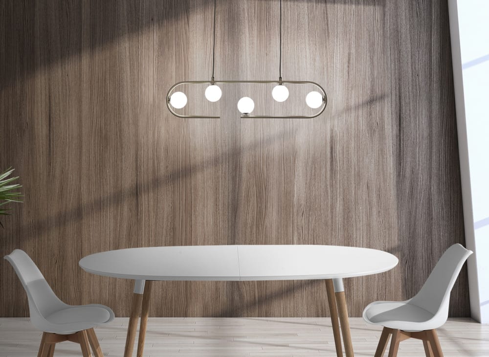 Lampadario in acciaio verniciato ottone cm. L.86 p.9,5 h.22 -