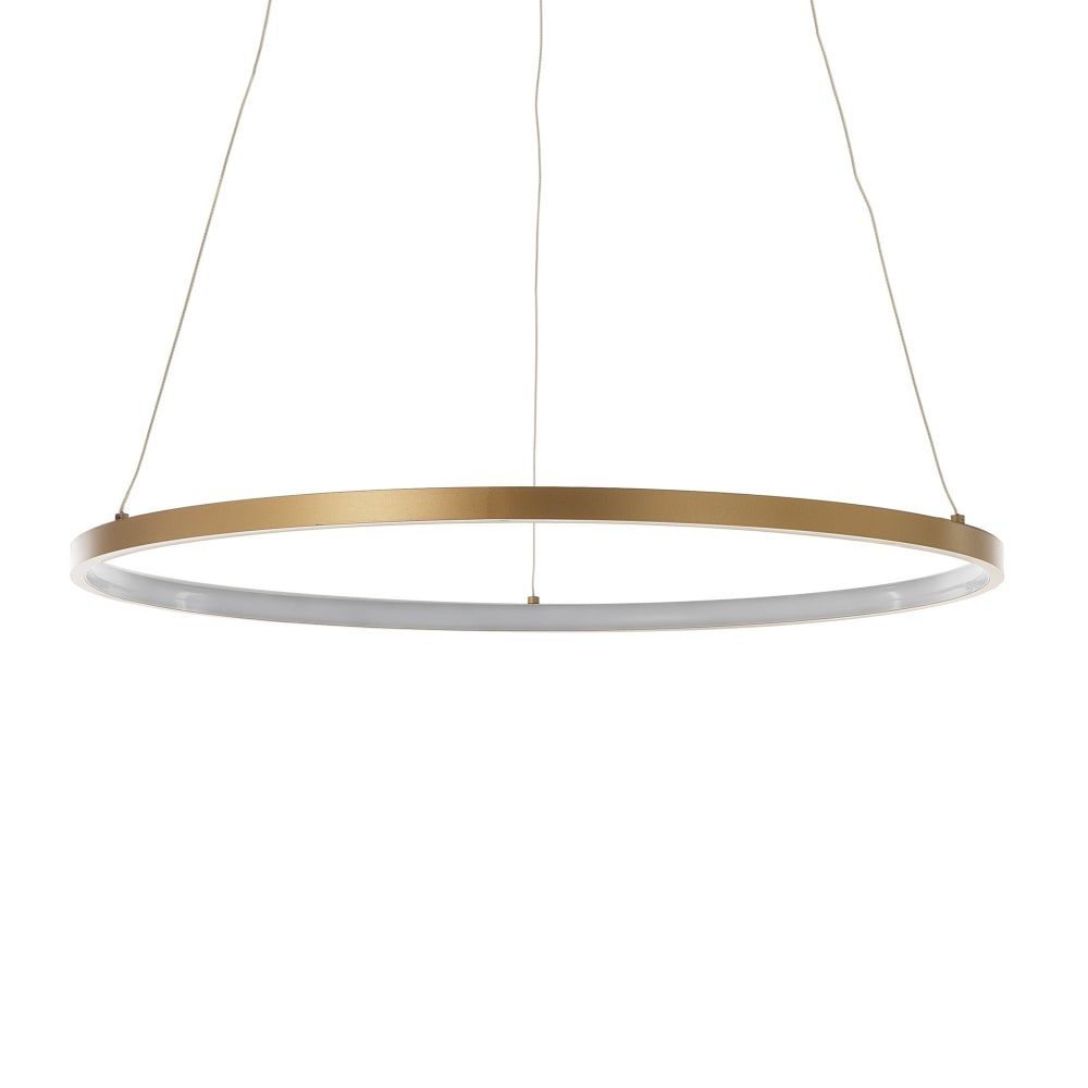 Lustre anneau aluminium or satiné h92 x ø60