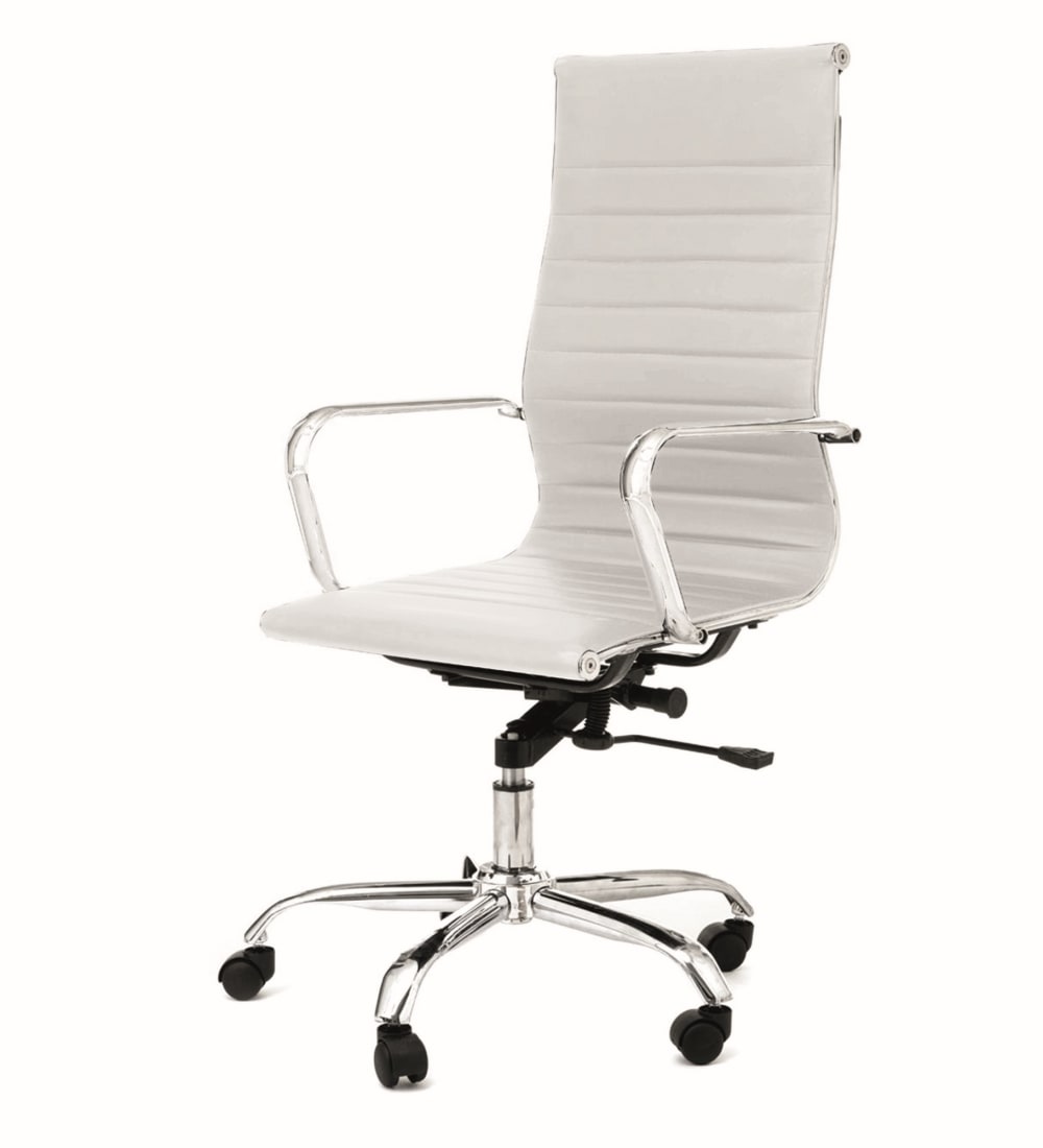 Fauteuil de bureau similicuir blanc H110/118 x L55 x P60
