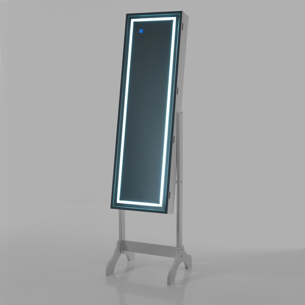 Specchiera effetto legno laccato bianca cm. H.160 x l.41 x p.40