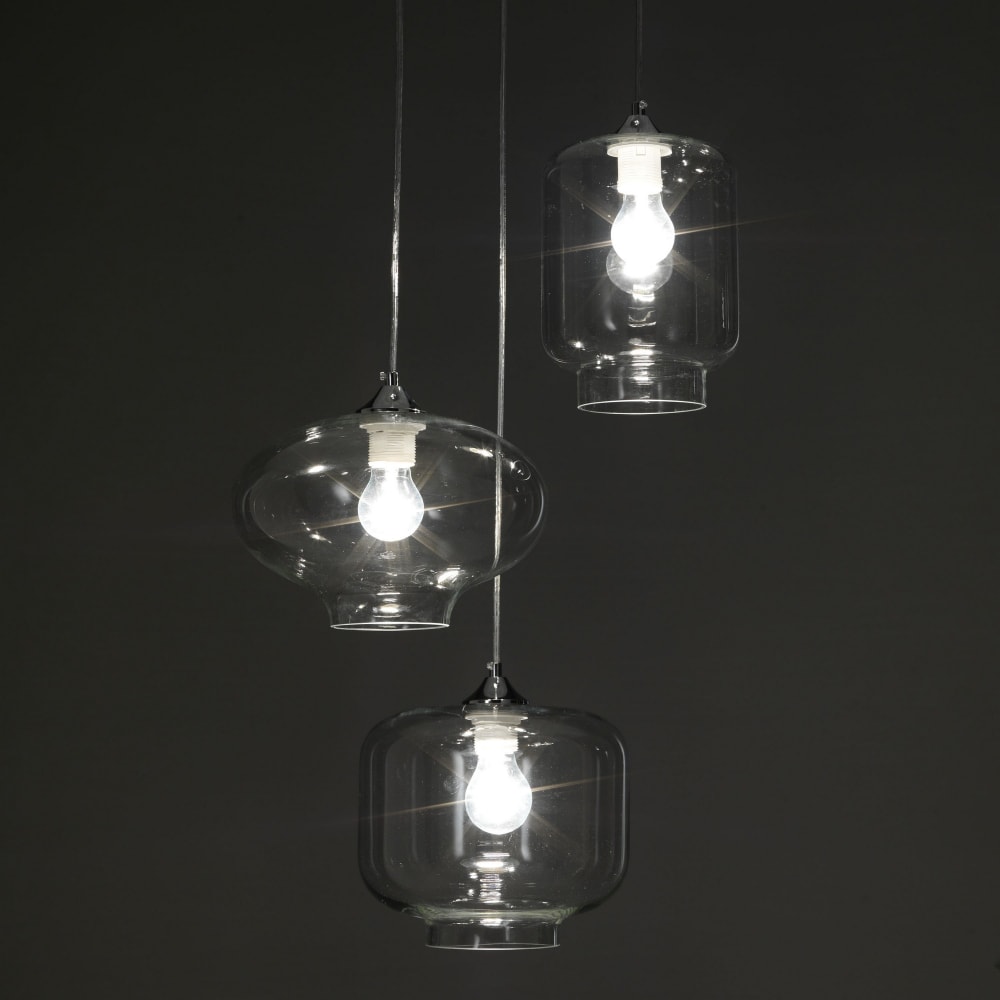 Lustre verre transparent h126 ø47 — vue 3