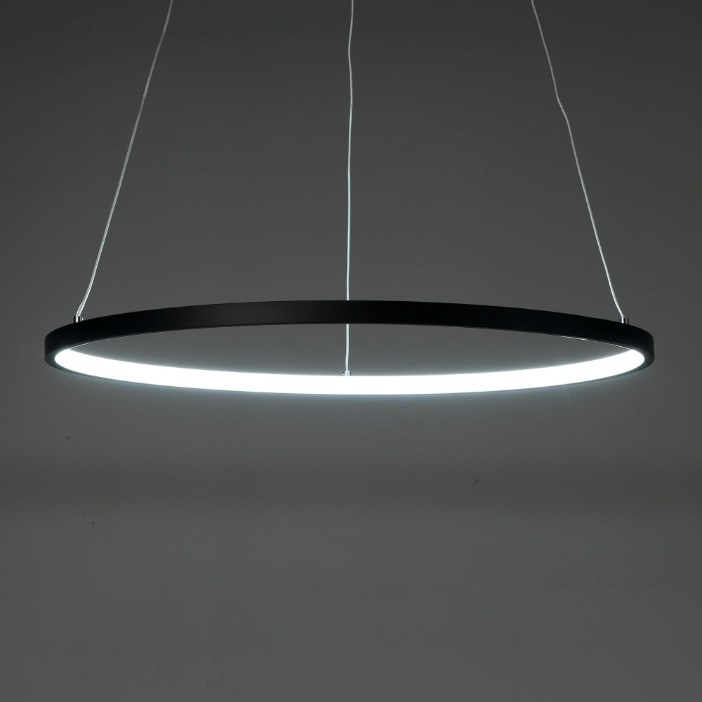Lampadario ad anello in allumino nero cm. H.92 x ø.60 -