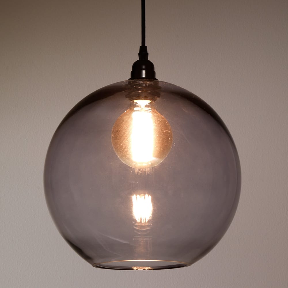 Lustre verre gris transparent ø30 h28 — vue 3