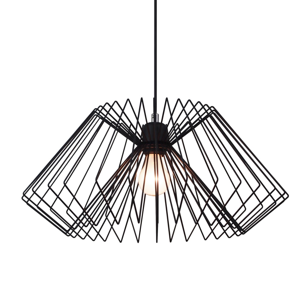 Lampadario in metallo nero opaco cm. H25 ø50 - Nero - Acciaio