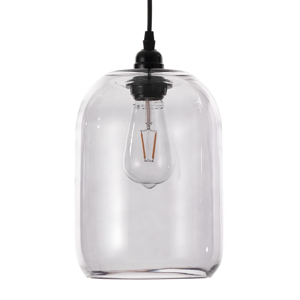 Lampadario in vetro grigio trasparente cm. Ø.18 x h.25 - Vetro