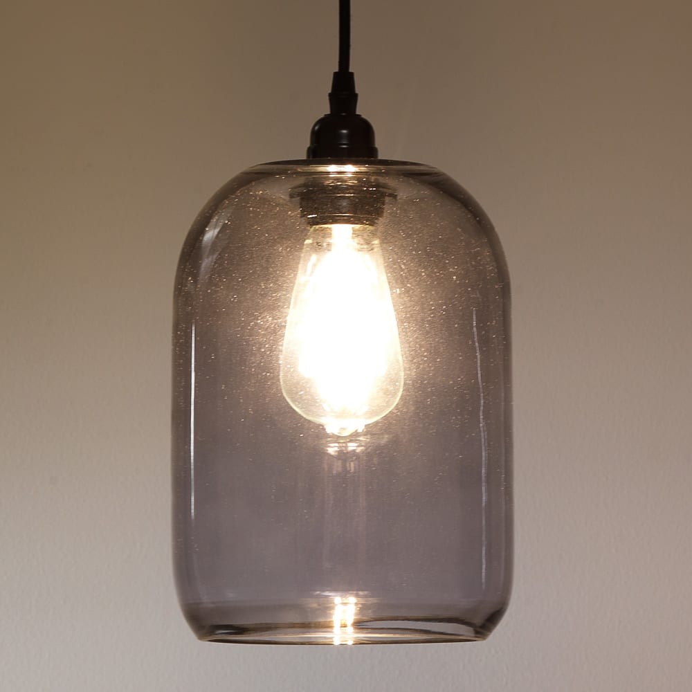Lampadario in vetro grigio trasparente cm. Ø.18 x h.25 -